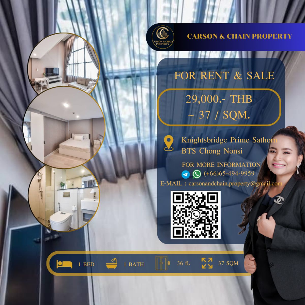 ให้เช่าคอนโดสาทร นราธิวาส : Knightsbridge Prime Sathorn 