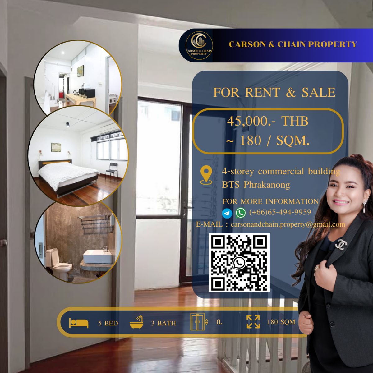 ให้เช่าอาคารพาณิชย์สุขุมวิท อโศก ทองหล่อ : 4-storey commercial building 