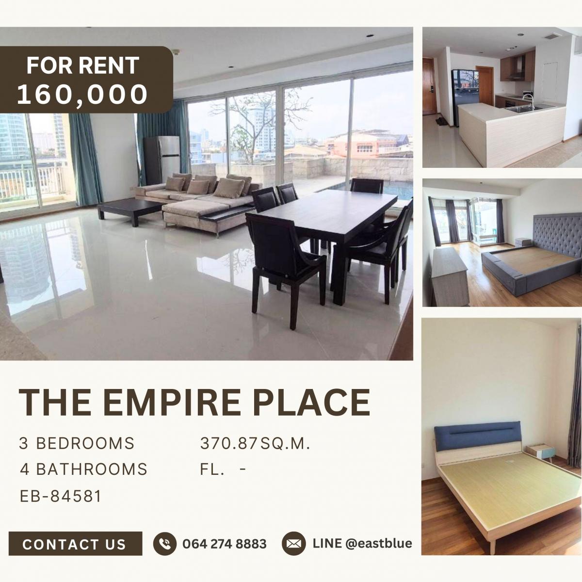 ให้เช่าคอนโดสาทร นราธิวาส : The Empire Place, 3 bed, 160000 per month