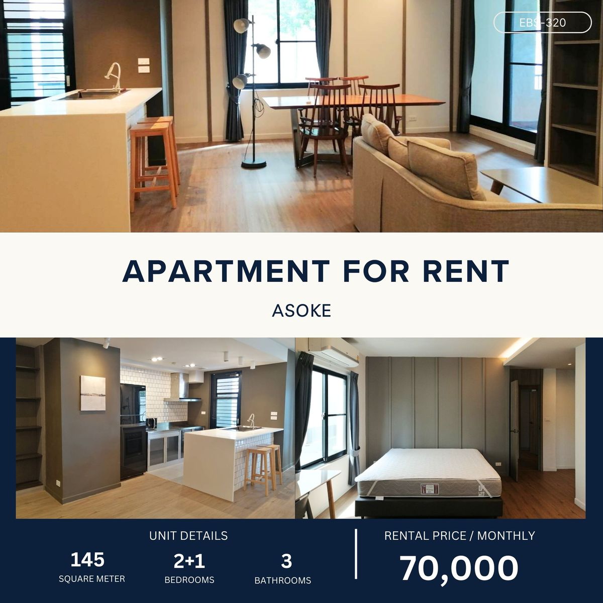 ให้เช่าคอนโดสุขุมวิท อโศก ทองหล่อ : Pet Friendly Apartment 2 Bed+ few minutes walk from BTS Asoke  and MRT Phetchaburi 70,000