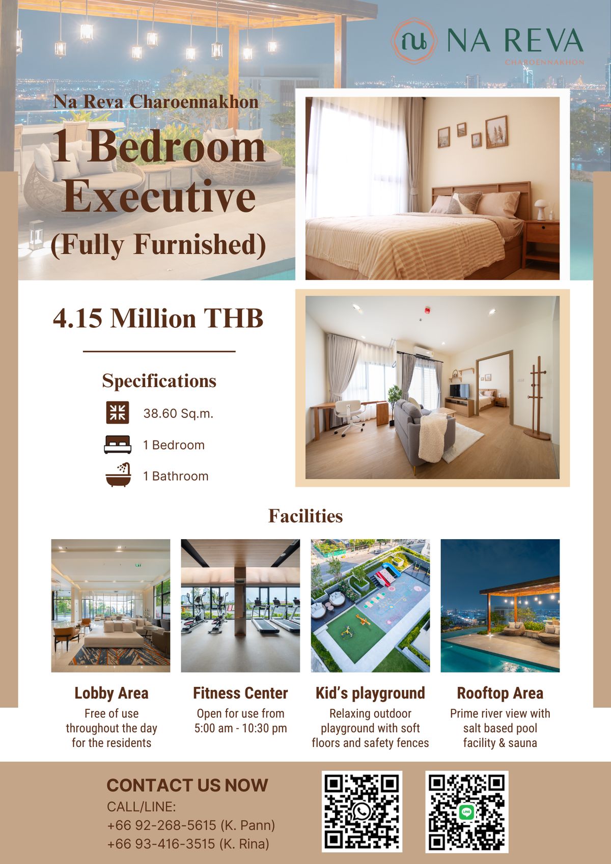 ขายคอนโดวงเวียนใหญ่ เจริญนคร : Ready to Move In! 1 Bedroom Executive (Fully Furnished) — Na Reva Charoennakhon