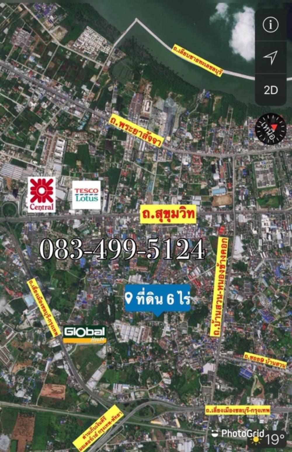 For SaleLandPattaya, Bangsaen, Chonburi : Land for sale in the heart of Chon Buri, Baan Suan, 6 rai 1 ngan 49 square wah. Brown layout is no longer available for this area.