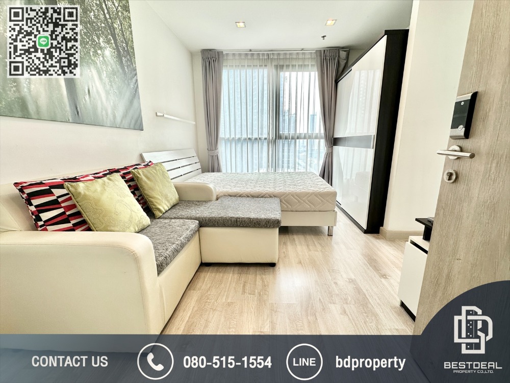 For RentCondoRama9, Petchburi, RCA : Bestdeal  FOR RENT Studio 22 sqm. Rental 13,000 THB /month CONDO “Ideo Mobi Rama 9” Near Phraram Kao 9 MRT Station 80 meters.