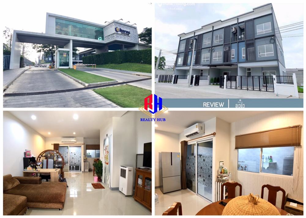 For SaleTownhouseLadkrabang, Suwannaphum Airport : For sale Sammakorn Avenue Suvarnabhumi, 4 bedrooms, Motorway Road, Expressway - Phatthana Rural 3 Krungthep Kreetha Srinakarin-Romklao Near the guardhouse swimming pool 50 meters. The new house is rarely lived in.