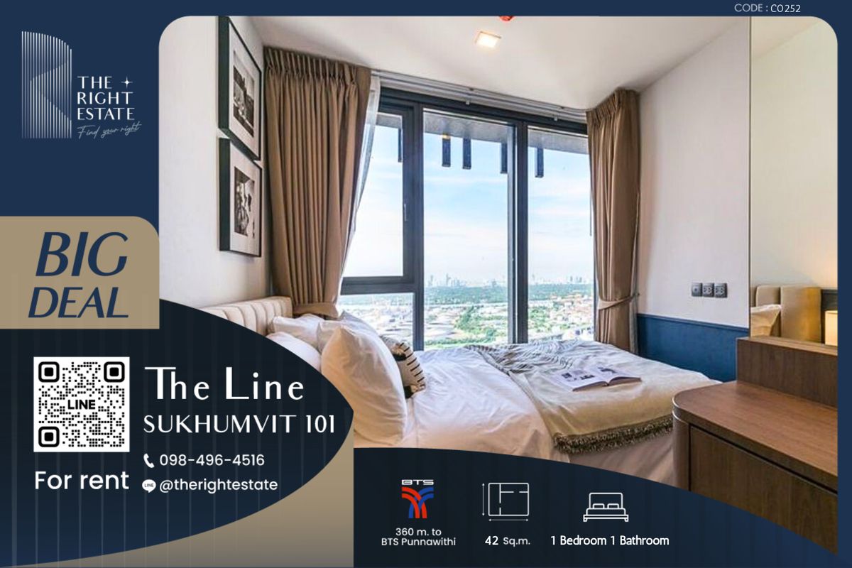 For RentCondoOnnut, Udomsuk : 🌿 THE Line Sukhumvit 101 🌿Nice room, Fully furnished 🛏 1 Bed 42.40 sq m, price negotiable!!! - Next to BTS Punnawithi