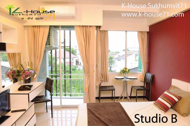 For RentOnnut, Udomsuk : Apartment near  BTS  Skytrain Sukhumvit Line Phra khanong Station  for rent K-House  Sukhumvit 71  Nice Apartment style Condo close to BTS Skytrain  Phra khanong Station  @Sukhumvit 71   Soi Pridi Banomyong 14 Yaek 4 Tel