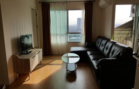 For RentCondoPattanakan, Srinakarin : Condo for rent, Lumpini Place Srinakarin-Huamark Station, LUMPINI PLACE SRINAKARIN-HUAMARK STATION, size 52.87 sq.m., 2 bedrooms, 2 bathrooms, 17th floor, Building B, beautiful room, fully furnished, near Airport Link Huamark