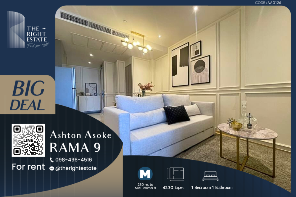 For RentCondoRama9, Petchburi, RCA : 🌿 Ashton Asoke-Rama9 🌿Beautiful room nice decoration 🛏 1 Bed 42 sq.m. Close to MRT Phra Ram 9