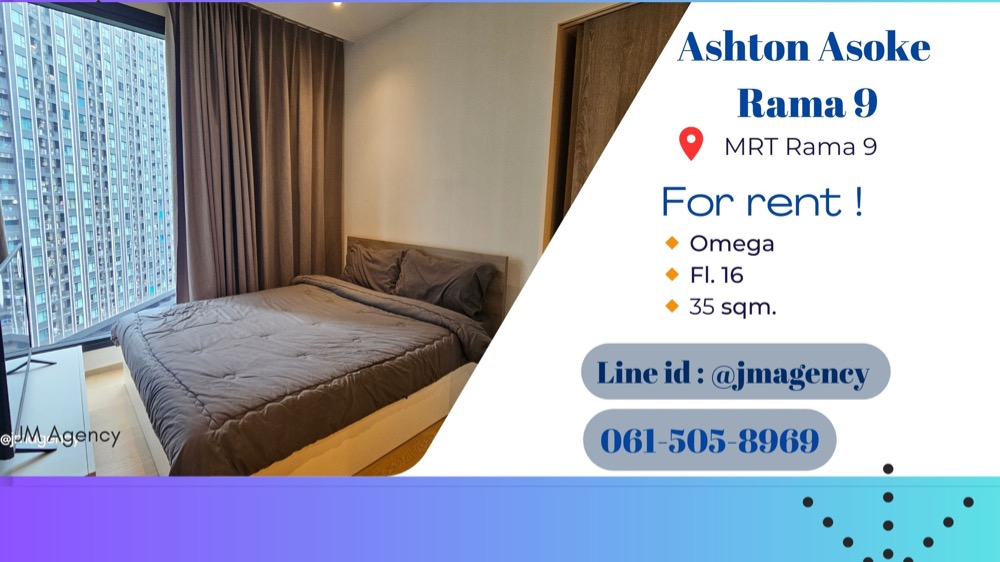 For RentCondoRama9, Petchburi, RCA : 📣 Corner room Condo for Rent Ashton Asoke-Rama 9 (has vdo) MRT Rama 9  📞 Line @jmagency